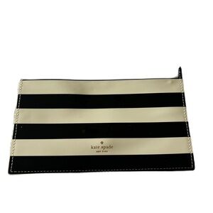 Kate Spade Ivory and Black Stripe Pencil Case